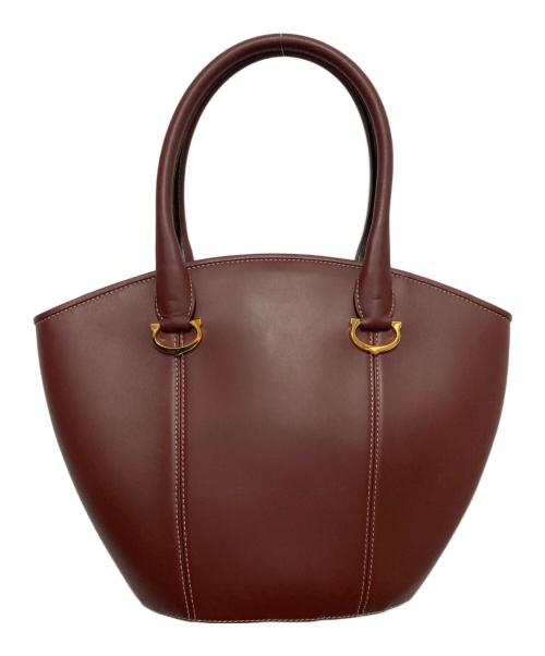 Cartier（カルティエ）Cartier (カルティエ) レザーハンドバッグ ボルドーの古着・服飾アイテム
