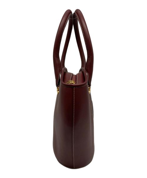 Cartier（カルティエ）Cartier (カルティエ) レザーハンドバッグ ボルドーの古着・服飾アイテム