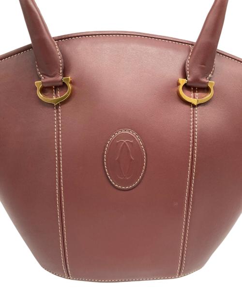 Cartier（カルティエ）Cartier (カルティエ) レザーハンドバッグ ボルドーの古着・服飾アイテム