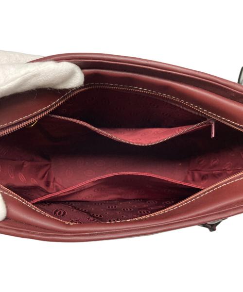 Cartier（カルティエ）Cartier (カルティエ) レザーハンドバッグ ボルドーの古着・服飾アイテム