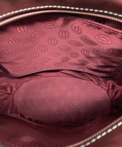 Cartier（カルティエ）Cartier (カルティエ) レザーハンドバッグ ボルドーの古着・服飾アイテム
