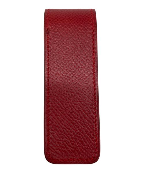 HERMES（エルメス）HERMES (エルメス) セリエボタン付きレザーケース レッドの古着・服飾アイテム