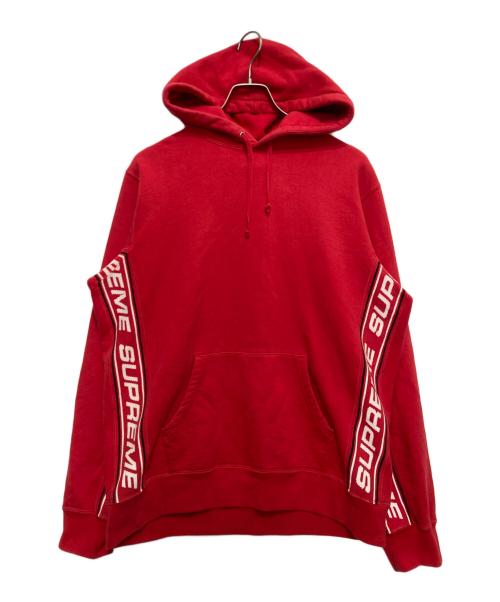 SUPREME（シュプリーム）Supreme (シュプリーム) Text Rib Hooded Sweatshirt レッド サイズ:Mediumの古着・服飾アイテム