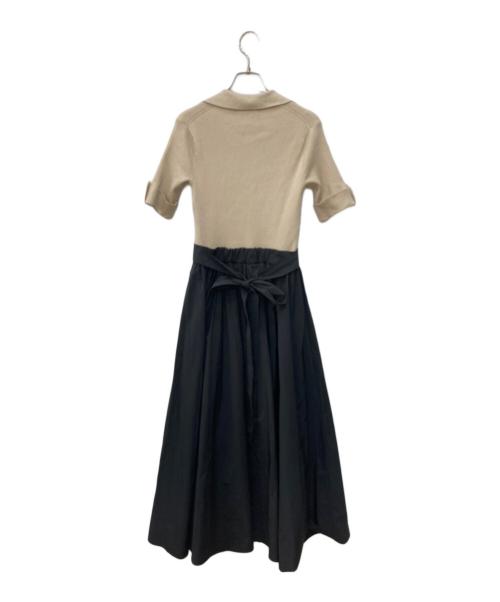 Snidel（スナイデル）Snidel (スナイデル) スキッパーニットドッキング ブラック×ベージュの古着・服飾アイテム