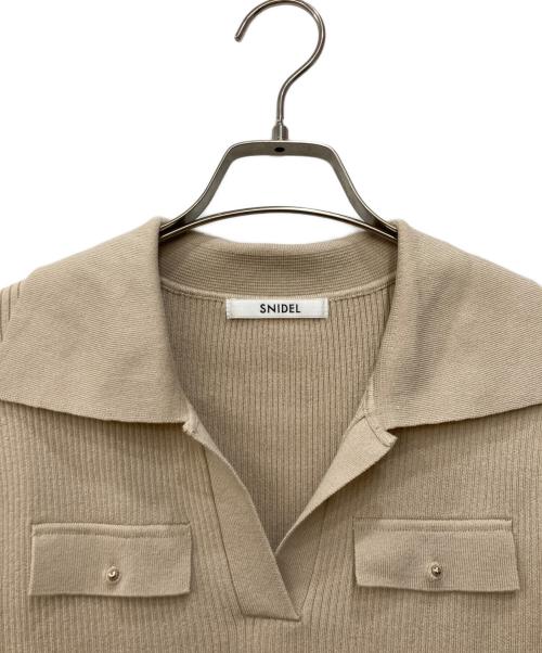 Snidel（スナイデル）Snidel (スナイデル) スキッパーニットドッキング ブラック×ベージュの古着・服飾アイテム