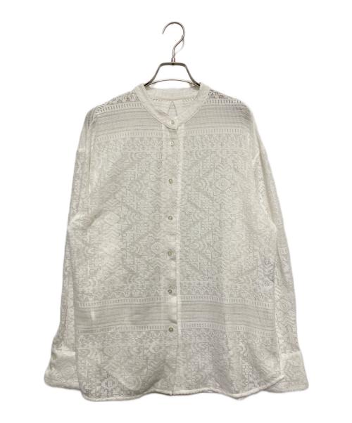 Spick and Span（スピック＆スパン）Spick and Span (スピック＆スパン) スタンドカラーレースシャツ ホワイト サイズ:不明の古着・服飾アイテム