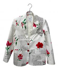 Desigual（デシグアル）の古着「テキスト&花柄 ストレートブレザー」｜ネイビー