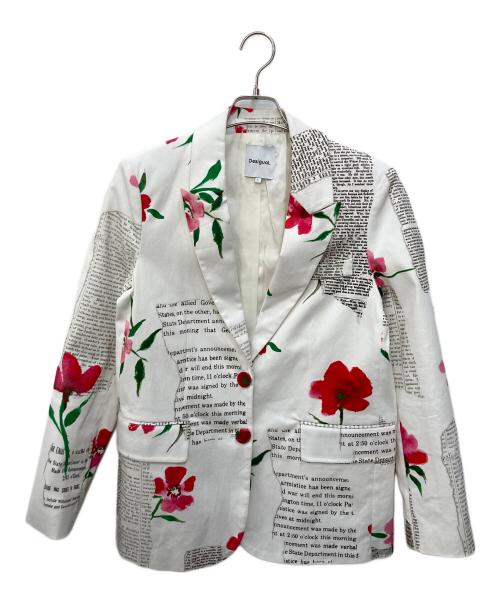 Desigual（デシグアル）Desigual (デシグアル) テキスト&花柄 ストレートブレザー ネイビー サイズ:Sの古着・服飾アイテム