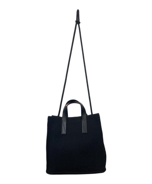 hALON（アーロン）hALON (アーロン) ヘリンボーン ニット ミニトートバッグ ブラックの古着・服飾アイテム