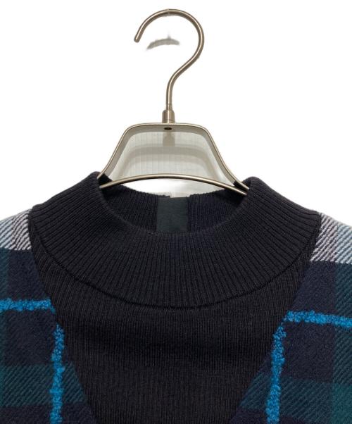 BLUE LABEL CRESTBRIDGE（ブルーレーベルクレストブリッジ）BLUE LABEL CRESTBRIDGE (ブルーレーベルクレストブリッジ) チェックループヤーンツィードドレス ネイビー サイズ:38の古着・服飾アイテム