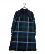BLUE LABEL CRESTBRIDGEブルーレーベルクレストブリッジ）の古着「チェッククロッシングツイルサックドレス」｜ネイビー