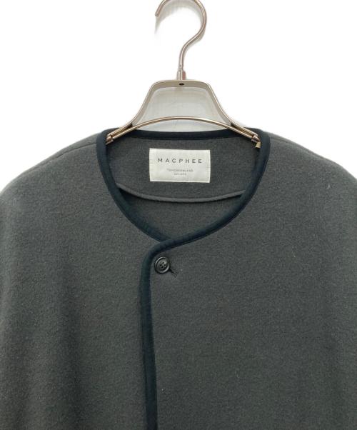 MACPHEE（マカフィー）MACPHEE (マカフィー) ウールダブルジャージー ノーカラーコート グレー サイズ:Sの古着・服飾アイテム