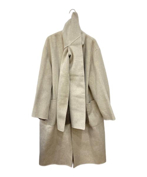 MACPHEE（マカフィー）MACPHEE (マカフィー) ウールダブルフェイス ストール付きコート ベージュ サイズ:36の古着・服飾アイテム