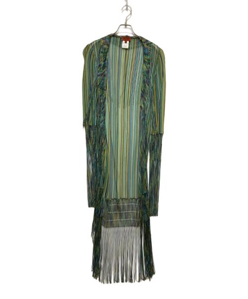 missoni（ミッソーニ）MISSONI (ミッソーニ) フリンジシアーロングカーディガン グリーン サイズ:44の古着・服飾アイテム