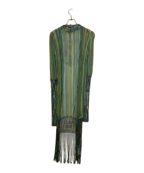 missoni（ミッソーニ）MISSONI (ミッソーニ) フリンジシアーロングカーディガン グリーン サイズ:44の古着・服飾アイテム