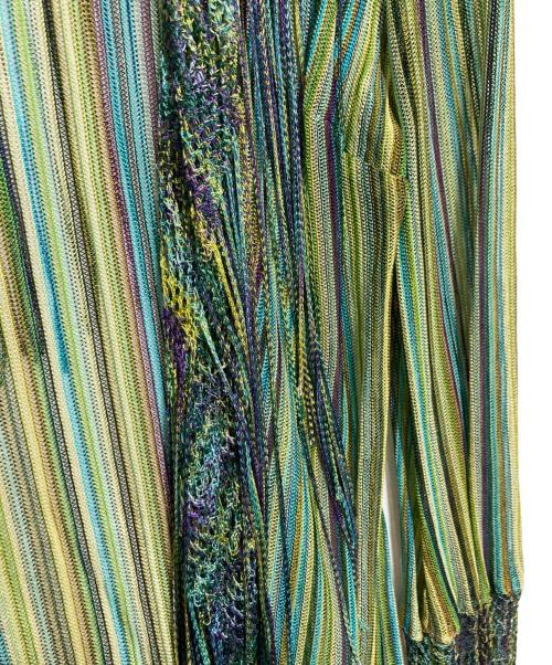 missoni（ミッソーニ）MISSONI (ミッソーニ) フリンジシアーロングカーディガン グリーン サイズ:44の古着・服飾アイテム