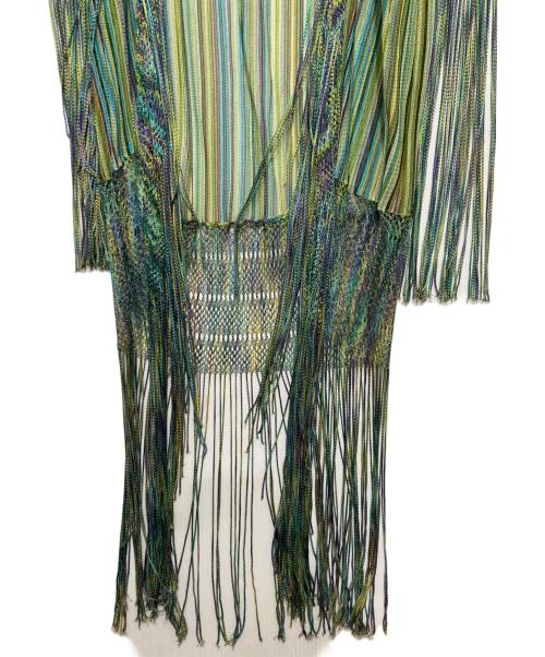 missoni（ミッソーニ）MISSONI (ミッソーニ) フリンジシアーロングカーディガン グリーン サイズ:44の古着・服飾アイテム