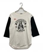 Hysteric Glamourヒステリックグラマー）の古着「グラフィック プリント7分袖カットソー」｜ブラック×ホワイト