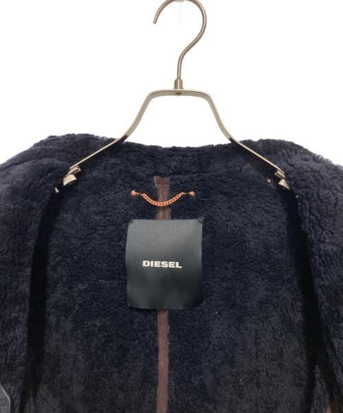 DIESEL（ディーゼル）DIESEL (ディーゼル) ムートンジャケット ブラウン×ネイビー サイズ:SIZE XXSの古着・服飾アイテム