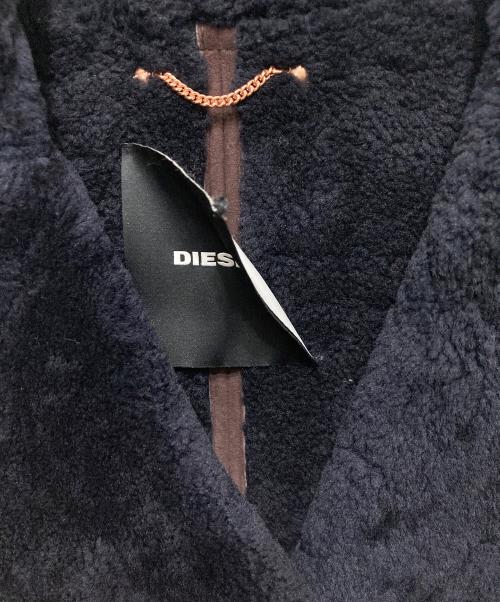 DIESEL（ディーゼル）DIESEL (ディーゼル) ムートンジャケット ブラウン×ネイビー サイズ:SIZE XXSの古着・服飾アイテム