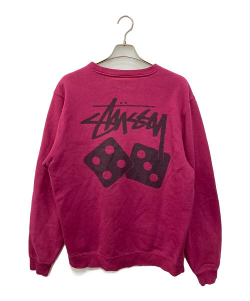 stussy（ステューシー）stussy (ステューシー) Dice Pigment Dyed Crew　ダイス ピグメント ダイド クルー パープル サイズ:Ⅼの古着・服飾アイテム
