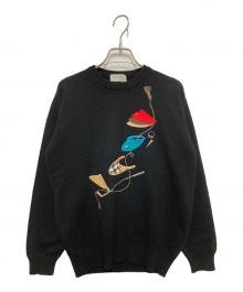 Burberry's（バーバリーズ）の古着「ノヴァチェック刺繍ニット」｜ブラック