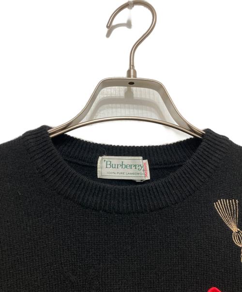 Burberry's（バーバリーズ）Burberry's (バーバリーズ) ノヴァチェック刺繍ニット ブラック サイズ:Mediumの古着・服飾アイテム