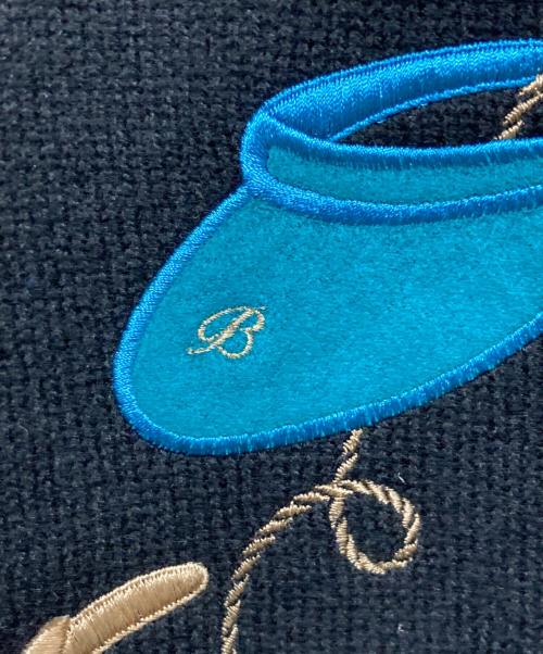 Burberry's（バーバリーズ）Burberry's (バーバリーズ) ノヴァチェック刺繍ニット ブラック サイズ:Mediumの古着・服飾アイテム