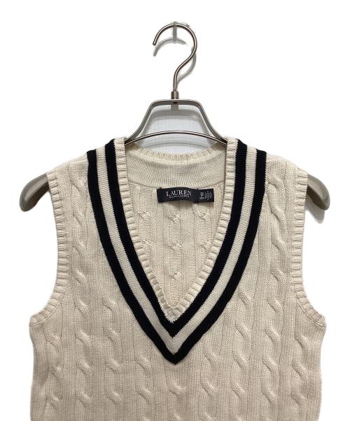 LAUREN RALPH LAUREN（ローレン ラルフ ローレン）LAUREN RALPH LAUREN (ローレン ラルフ ローレン) ケーブル クリケット セーター ベスト アイボリー サイズ:XSの古着・服飾アイテム