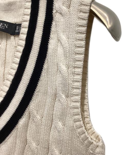 LAUREN RALPH LAUREN（ローレン ラルフ ローレン）LAUREN RALPH LAUREN (ローレン ラルフ ローレン) ケーブル クリケット セーター ベスト アイボリー サイズ:XSの古着・服飾アイテム