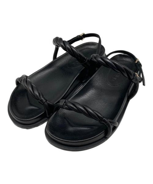 JIMMY CHOO（ジミーチュウ）JIMMY CHOO (ジミーチュウ) DIOSA FLATレザーサンダル ブラック サイズ:35の古着・服飾アイテム