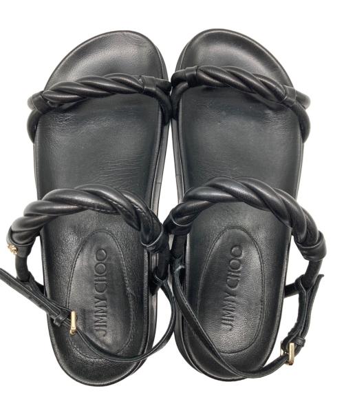JIMMY CHOO（ジミーチュウ）JIMMY CHOO (ジミーチュウ) DIOSA FLATレザーサンダル ブラック サイズ:35の古着・服飾アイテム