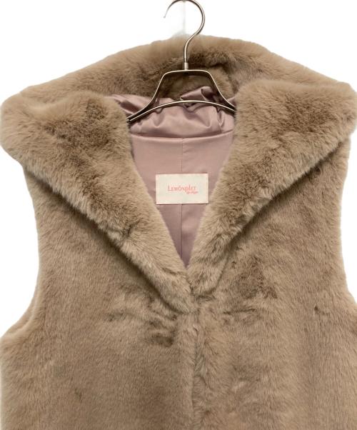 LEMONPLET（レモンプレット）LEMONPLET (レモンプレット) フォックスファーマキシベストフーディ ベージュ サイズ:Sの古着・服飾アイテム