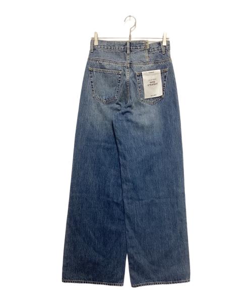moussy（マウジー）moussy (マウジー) CROSS WAIST WIDE ストレート インディゴ サイズ:２ 未使用品の古着・服飾アイテム