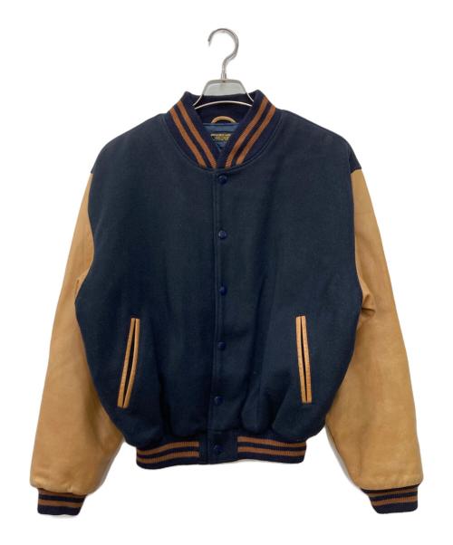 BROOKS BROTHERS（ブルックスブラザーズ）BROOKS BROTHERS (ブルックスブラザーズ) 80’s レザー切替スタジャン ブラウン×ネイビー サイズ:不明　の古着・服飾アイテム