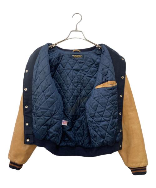 BROOKS BROTHERS（ブルックスブラザーズ）BROOKS BROTHERS (ブルックスブラザーズ) 80’s レザー切替スタジャン ブラウン×ネイビー サイズ:不明　の古着・服飾アイテム