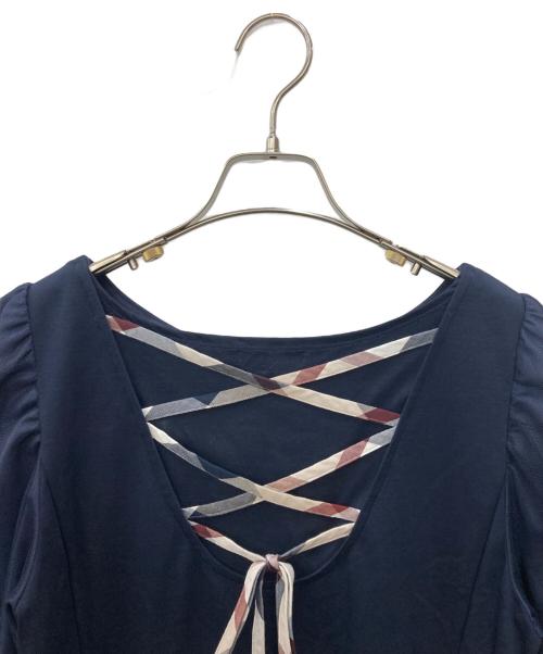 BLUE LABEL CRESTBRIDGE（ブルーレーベルクレストブリッジ）BLUE LABEL CRESTBRIDGE (ブルーレーベルクレストブリッジ) ハートネックポンチワンピース ネイビー サイズ:Mの古着・服飾アイテム