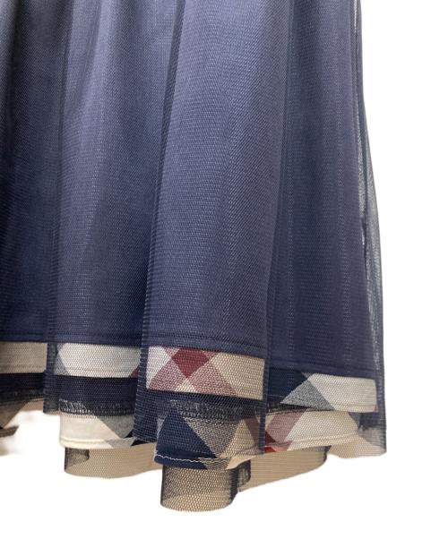 BLUE LABEL CRESTBRIDGE（ブルーレーベルクレストブリッジ）BLUE LABEL CRESTBRIDGE (ブルーレーベルクレストブリッジ) ハートネックポンチワンピース ネイビー サイズ:Mの古着・服飾アイテム