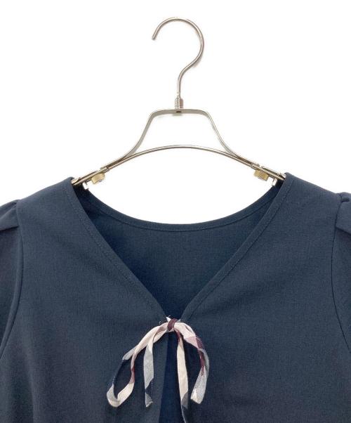 BLUE LABEL CRESTBRIDGE（ブルーレーベルクレストブリッジ）BLUE LABEL CRESTBRIDGE (ブルーレーベルクレストブリッジ) クレストブリッジチェックチュールプリントドレスセット ネイビー サイズ:Mの古着・服飾アイテム