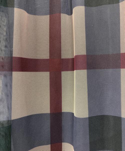 BLUE LABEL CRESTBRIDGE（ブルーレーベルクレストブリッジ）BLUE LABEL CRESTBRIDGE (ブルーレーベルクレストブリッジ) クレストブリッジチェックチュールプリントドレスセット ネイビー サイズ:Mの古着・服飾アイテム