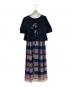 BLUE LABEL CRESTBRIDGE（ブルーレーベルクレストブリッジ）の古着「クレストブリッジチェックチュールプリントドレスセット」｜ネイビー