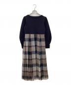 BLUE LABEL CRESTBRIDGEブルーレーベルクレストブリッジ）の古着「シフォンコンビドレス」｜ネイビー