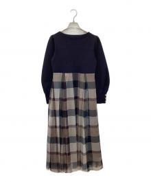 BLUE LABEL CRESTBRIDGE（ブルーレーベルクレストブリッジ）の古着「シフォンコンビドレス」｜ネイビー