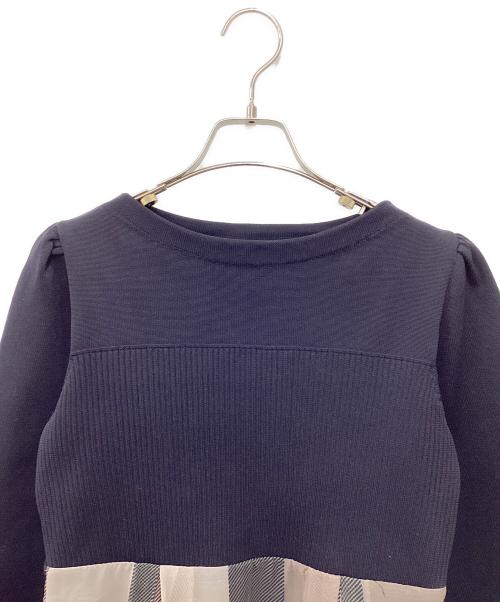 BLUE LABEL CRESTBRIDGE（ブルーレーベルクレストブリッジ）BLUE LABEL CRESTBRIDGE (ブルーレーベルクレストブリッジ) シフォンコンビドレス ネイビー サイズ:Mの古着・服飾アイテム