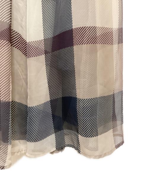 BLUE LABEL CRESTBRIDGE（ブルーレーベルクレストブリッジ）BLUE LABEL CRESTBRIDGE (ブルーレーベルクレストブリッジ) シフォンコンビドレス ネイビー サイズ:Mの古着・服飾アイテム