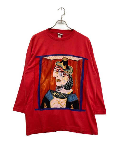 Fast Fashion Of California（Fast Fashion Of California）Fast Fashion Of California (Fast Fashion Of California) ピカソ アートロングスリーブカットソー レッド サイズ:ONESIZEの古着・服飾アイテム