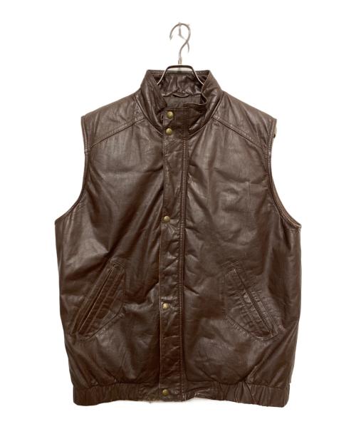 Eddie Bauer（エディーバウアー）Eddie Bauer (エディーバウアー) 80’s レザーダウンベスト ブラウン サイズ:Lの古着・服飾アイテム