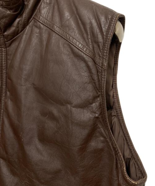 Eddie Bauer（エディーバウアー）Eddie Bauer (エディーバウアー) 80’s レザーダウンベスト ブラウン サイズ:Lの古着・服飾アイテム