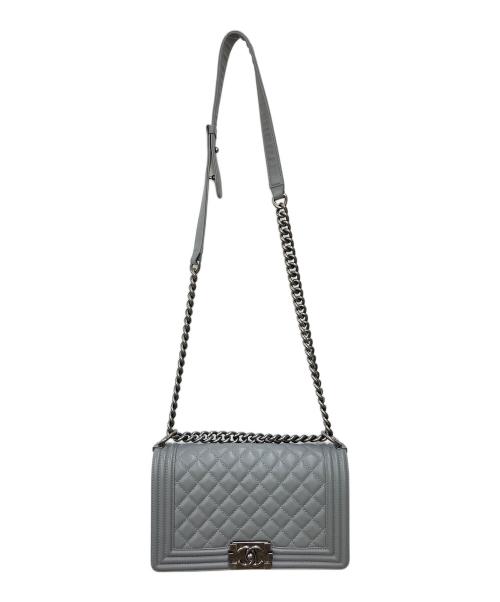 CHANEL（シャネル）CHANEL (シャネル) BOY CHANEL チェーンショルダーバッグ グレー サイズ:ミディアムの古着・服飾アイテム