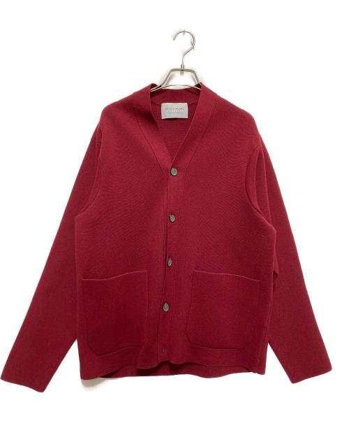 TOMORROW LAND tricot（トゥモローランド トリコ）TOMORROW LAND tricot (トゥモローランド トリコ) ウールポリエステルミラノリブ Vネックカーディガン レッド サイズ:Mの古着・服飾アイテム